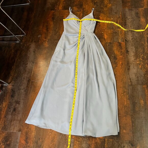 JJ's House Dusty Blue Lined Sleeveless Bridesmaid/Prom Sash Gown, Size 2 - Picture 6 of 11